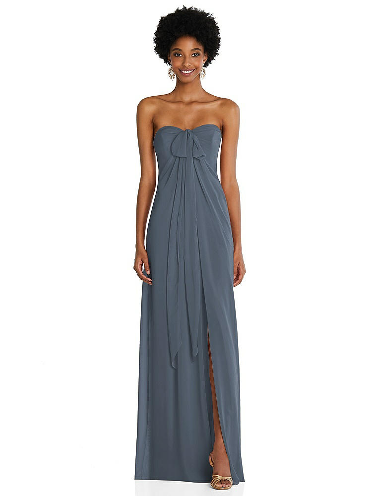 【STYLE: 3109】Draped Chiffon Grecian Column Gown with Convertible Straps【COLOR: Silverstone】