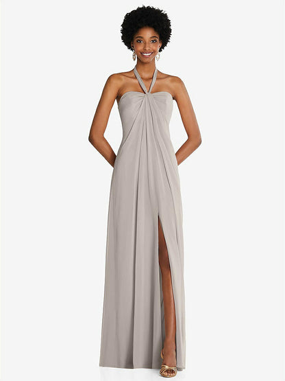 【NEW】【STYLE: 3109】ドレープ シフォン grecian 列 ガウン コンバーチブル ストラップ【COLOR: Taupe】【SIZE: 00-30W】