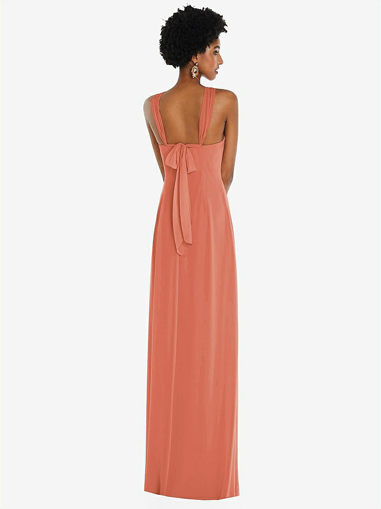 【STYLE: 3109】Draped Chiffon Grecian Column Gown with Convertible Straps【COLOR: Terracotta Copper】