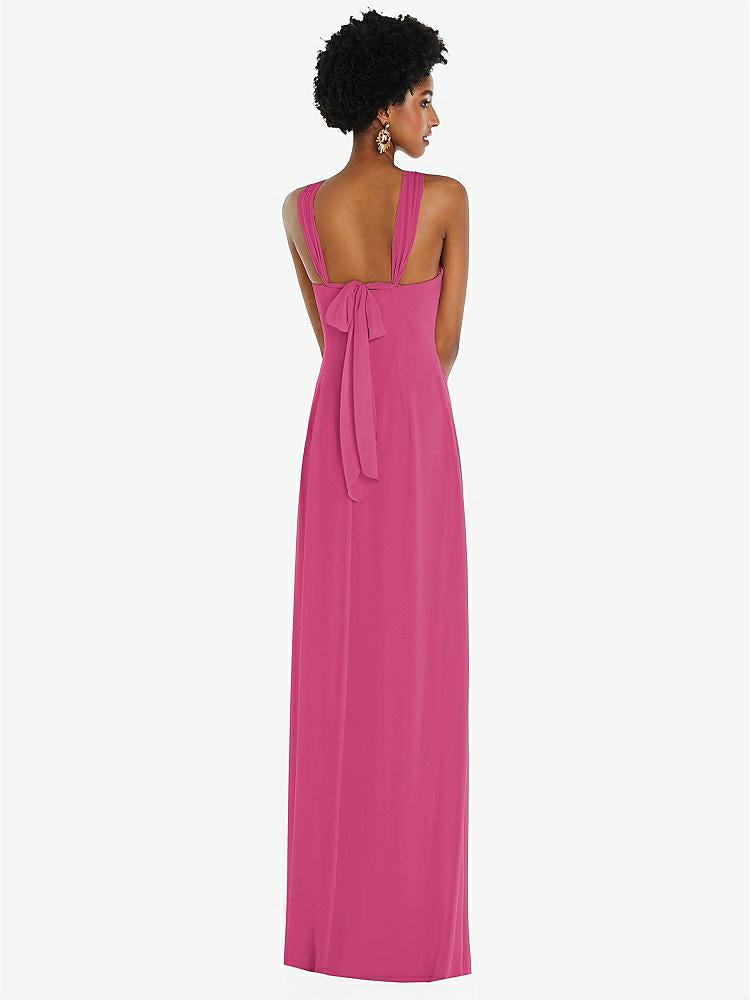 【STYLE: 3109】Draped Chiffon Grecian Column Gown with Convertible Straps【COLOR: Tea Rose】
