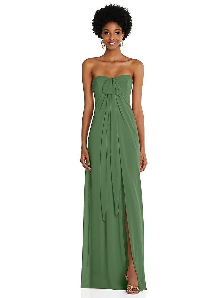 【STYLE: 3109】Draped Chiffon Grecian Column Gown with Convertible Straps【COLOR: Vineyard Green】