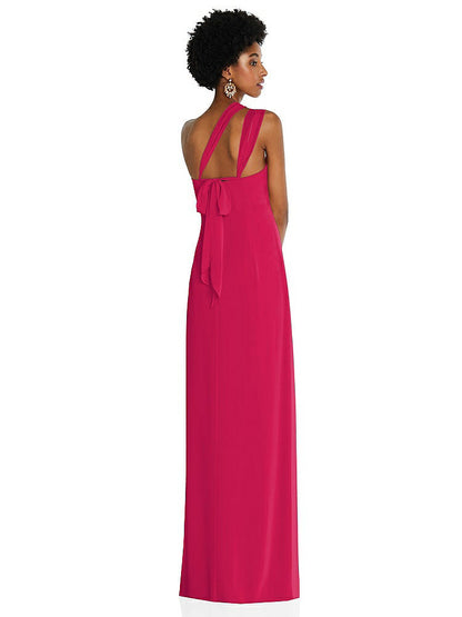 【NEW】【STYLE: 3109】ドレープ シフォン grecian 列 ガウン コンバーチブル ストラップ【COLOR: Vivid Pink】【SIZE: 00-30W】