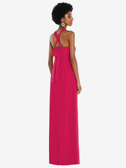 【NEW】【STYLE: 3109】ドレープ シフォン grecian 列 ガウン コンバーチブル ストラップ【COLOR: Vivid Pink】【SIZE: 00-30W】