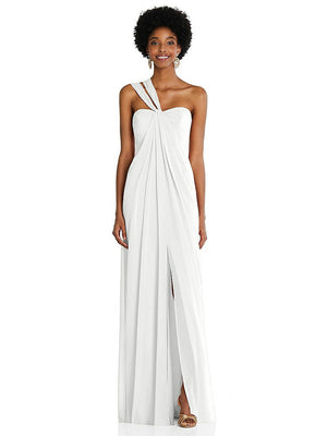 【NEW】【STYLE: 3109】ドレープ シフォン grecian 列 ガウン コンバーチブル ストラップ【COLOR: White】【SIZE: 00-30W】