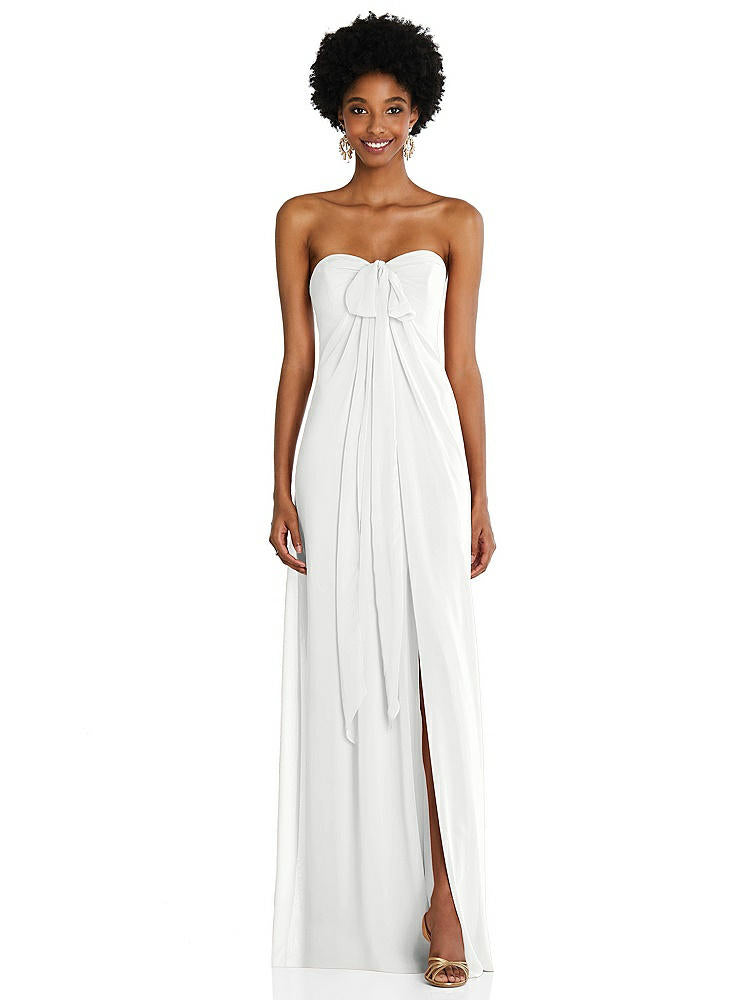 【STYLE: 3109】Draped Chiffon Grecian Column Gown with Convertible Straps【COLOR: White】