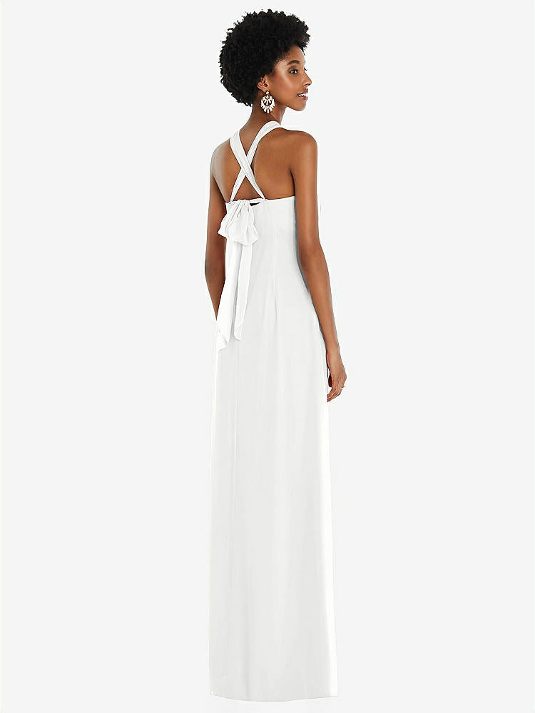 【STYLE: 3109】Draped Chiffon Grecian Column Gown with Convertible Straps【COLOR: White】