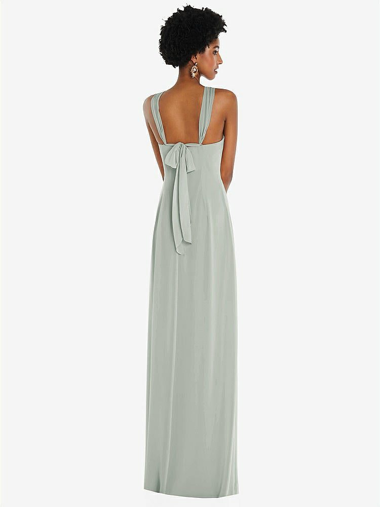 【STYLE: 3109】Draped Chiffon Grecian Column Gown with Convertible Straps【COLOR: Willow Green】