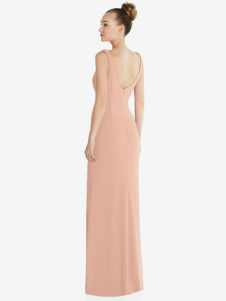 【NEW】【STYLE: 6852】ワイド ストラップ スラッシュ カットアウト 帝国 ドレス 前面 スリット【COLOR: Pale Peach】【SIZE: 00-30W】