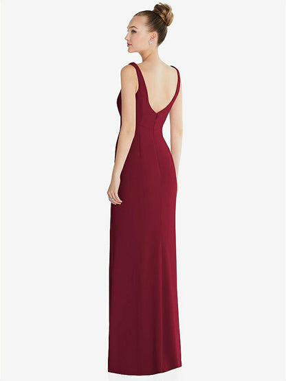 【NEW】【STYLE: 6852】ワイド ストラップ スラッシュ カットアウト 帝国 ドレス 前面 スリット【COLOR: Burgundy】【SIZE: 00-30W】