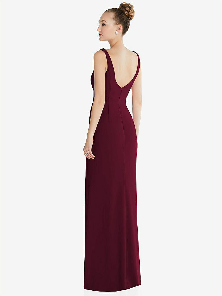 【NEW】【STYLE: 6852】ワイド ストラップ スラッシュ カットアウト 帝国 ドレス 前面 スリット【COLOR: Cabernet】【SIZE: 00-30W】