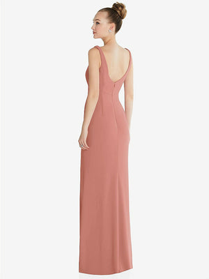 【NEW】【STYLE: 6852】ワイド ストラップ スラッシュ カットアウト 帝国 ドレス 前面 スリット【COLOR: Desert Rose】【SIZE: 00-30W】