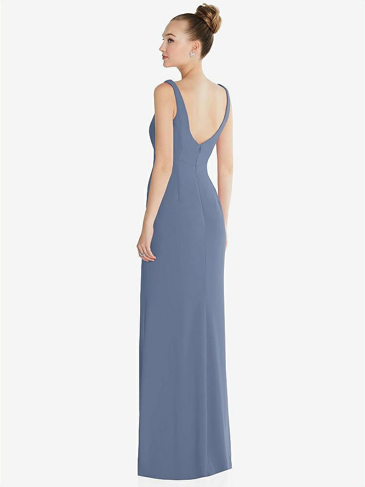 【NEW】【STYLE: 6852】ワイド ストラップ スラッシュ カットアウト 帝国 ドレス 前面 スリット【COLOR: Larkspur Blue】【SIZE: 00-30W】