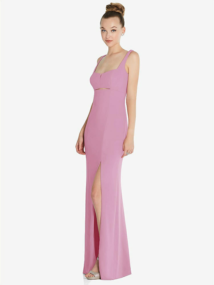 【NEW】【STYLE: 6852】ワイド ストラップ スラッシュ カットアウト 帝国 ドレス 前面 スリット【COLOR: Powder Pink】【SIZE: 00-30W】