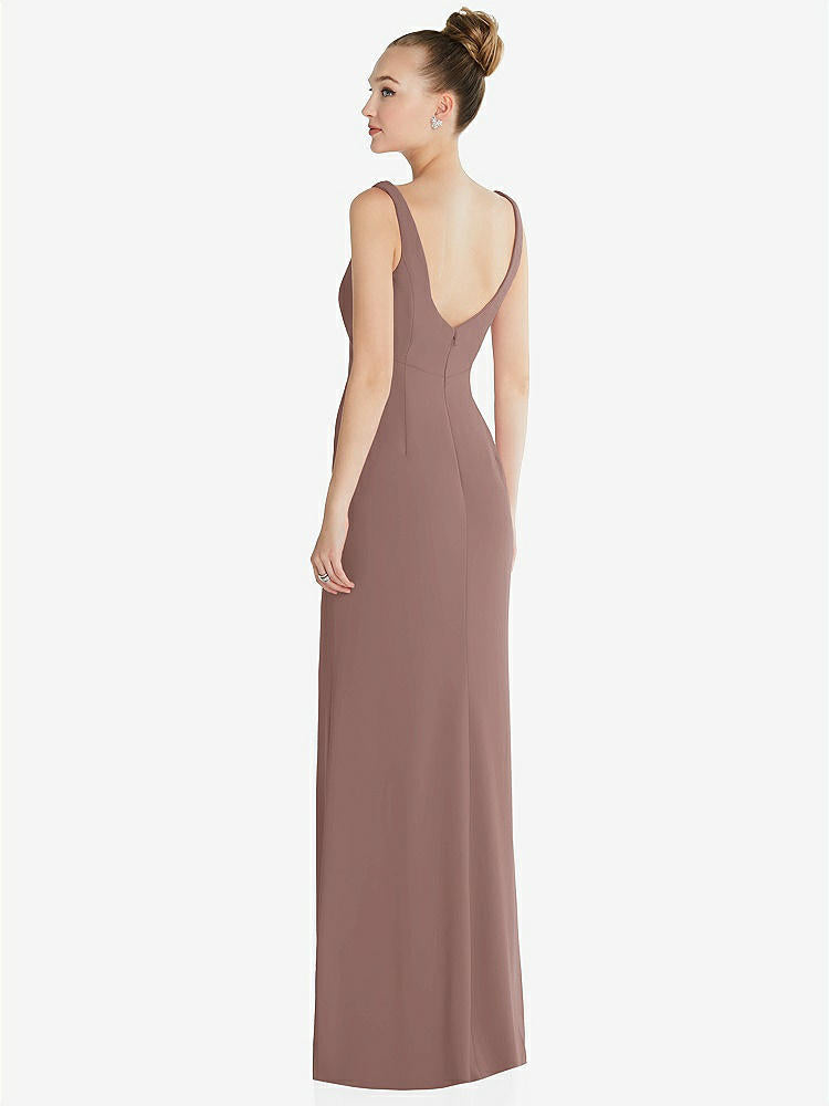 【STYLE: 6852】Wide Strap Slash Cutout Empire Dress with Front Slit【COLOR: Sienna】