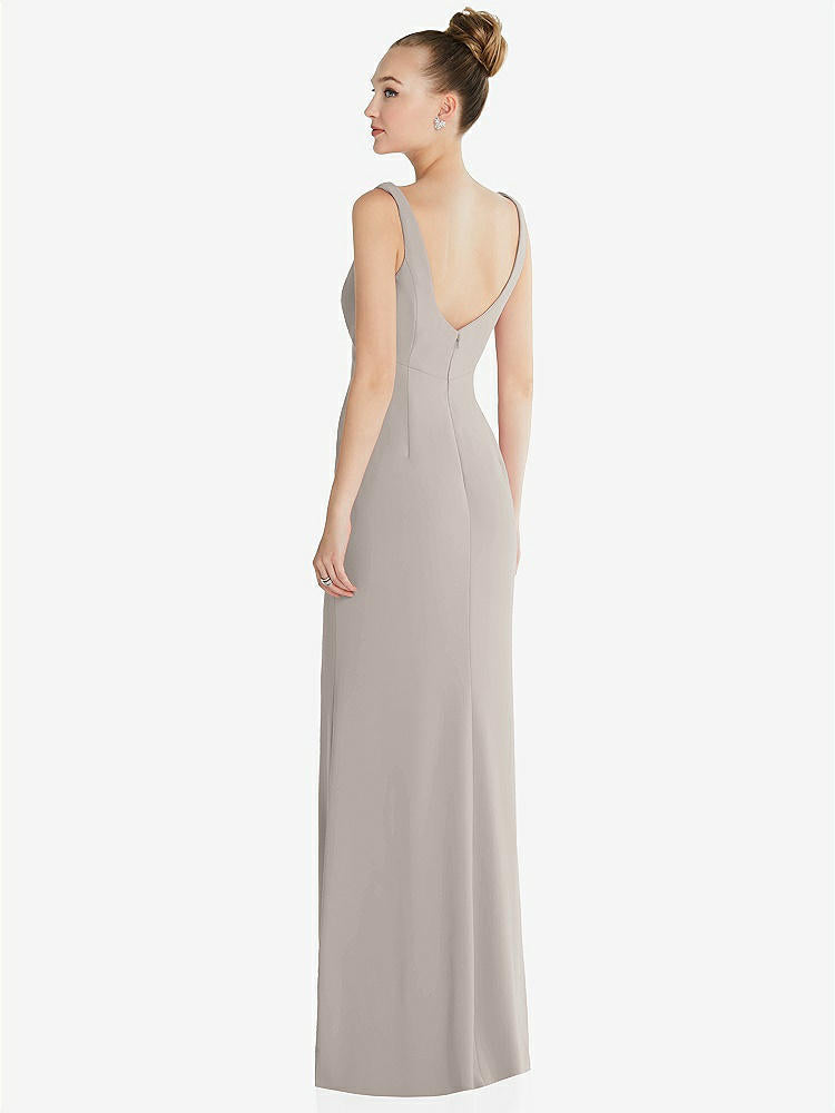 【NEW】【STYLE: 6852】ワイド ストラップ スラッシュ カットアウト 帝国 ドレス 前面 スリット【COLOR: Taupe】【SIZE: 00-30W】