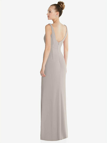 【NEW】【STYLE: 6852】ワイド ストラップ スラッシュ カットアウト 帝国 ドレス 前面 スリット【COLOR: Taupe】【SIZE: 00-30W】