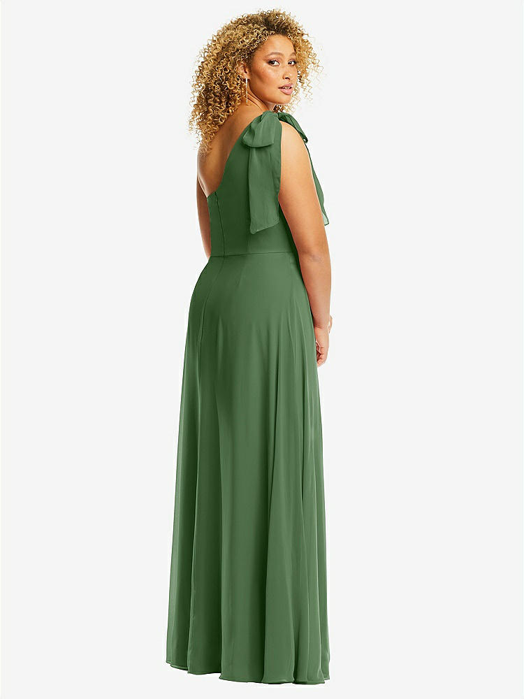 【STYLE: 1561】Draped One-Shoulder Maxi Dress with Scarf Bow【COLOR: Vineyard Green】