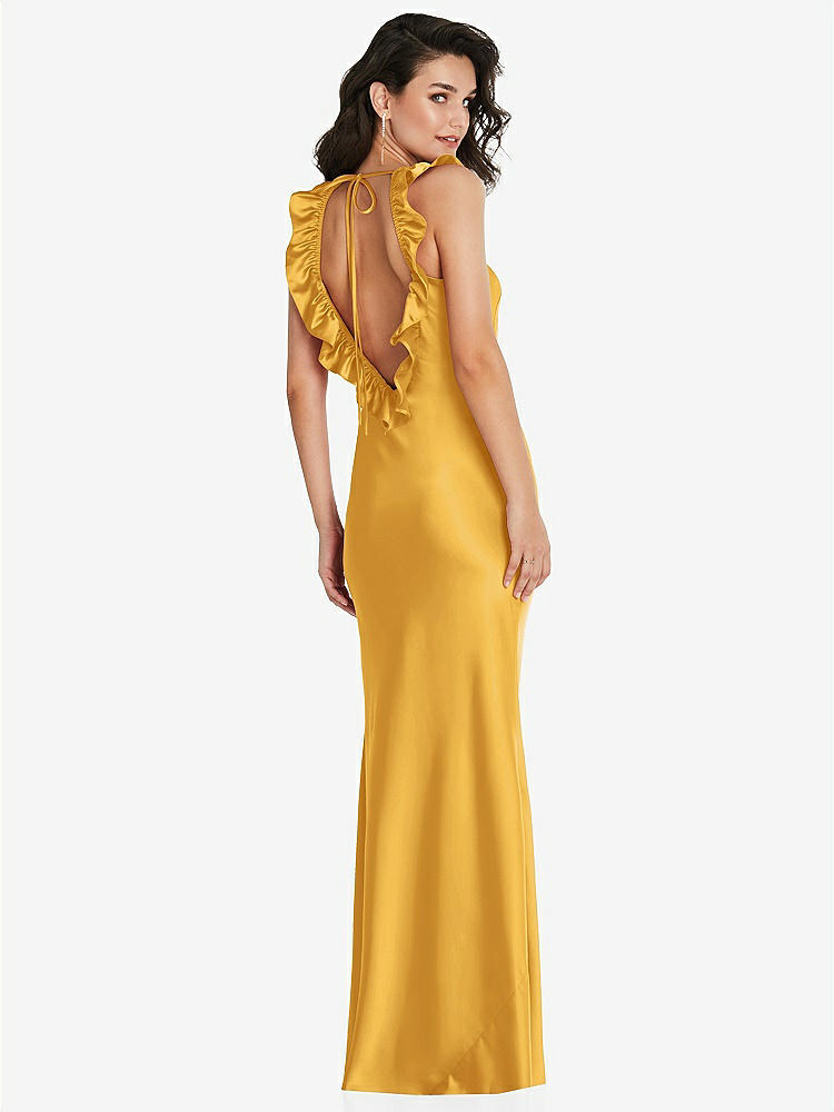 【NEW】【STYLE: 8219】フリル トリミング オープンバック マキシ スリップ ドレス【COLOR: NYC Yellow】【SIZE: 00-30W】