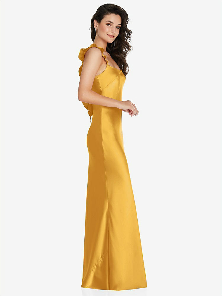 【NEW】【STYLE: 8219】フリル トリミング オープンバック マキシ スリップ ドレス【COLOR: NYC Yellow】【SIZE: 00-30W】