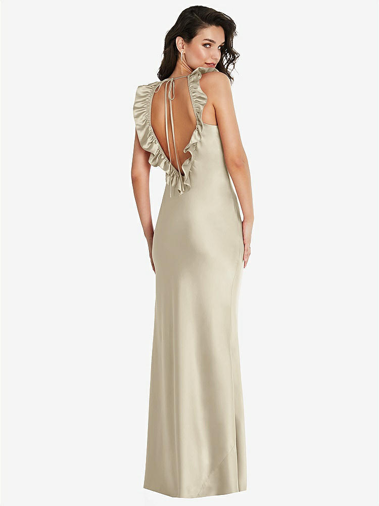 【STYLE: 8219】Ruffle Trimmed Open-Back Maxi Slip Dress【COLOR: Champagne】