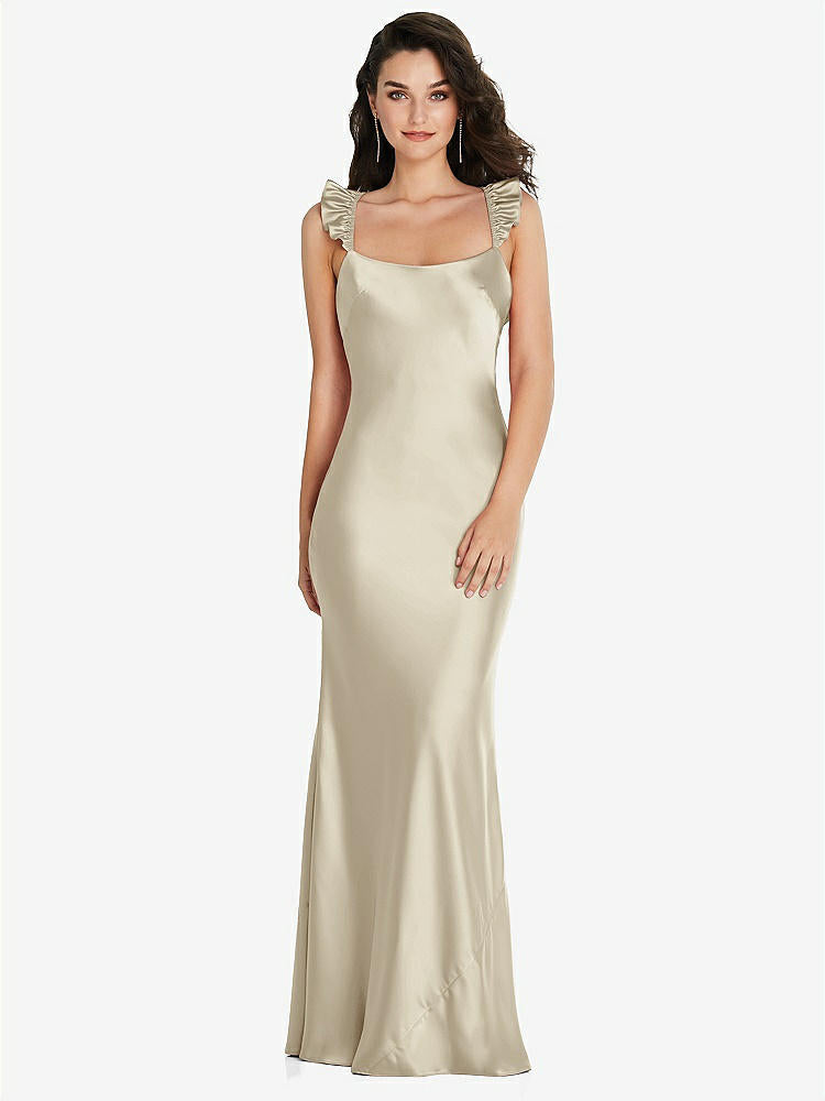 【STYLE: 8219】Ruffle Trimmed Open-Back Maxi Slip Dress【COLOR: Champagne】