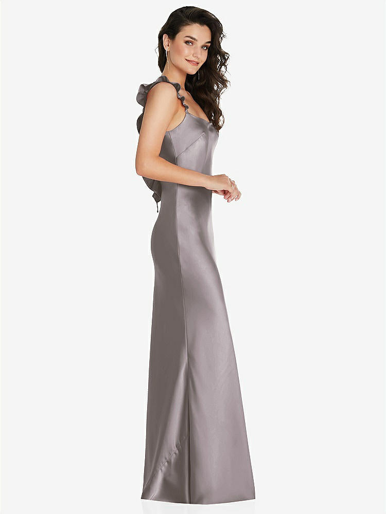【NEW】【STYLE: 8219】フリル トリミング オープンバック マキシ スリップ ドレス【COLOR: Cashmere Gray】【SIZE: 00-30W】