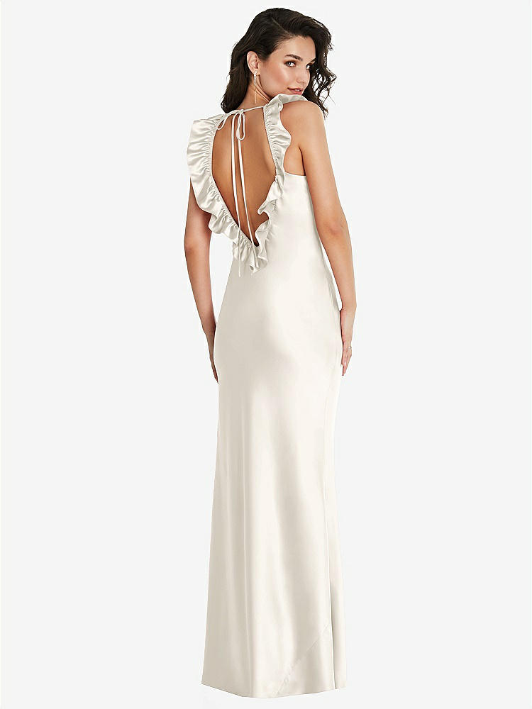 【STYLE: 8219】Ruffle Trimmed Open-Back Maxi Slip Dress【COLOR: Ivory】