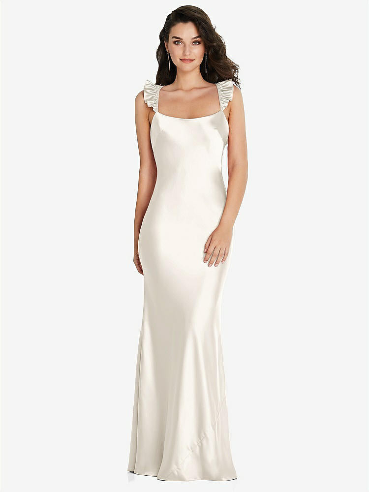 【STYLE: 8219】Ruffle Trimmed Open-Back Maxi Slip Dress【COLOR: Ivory】