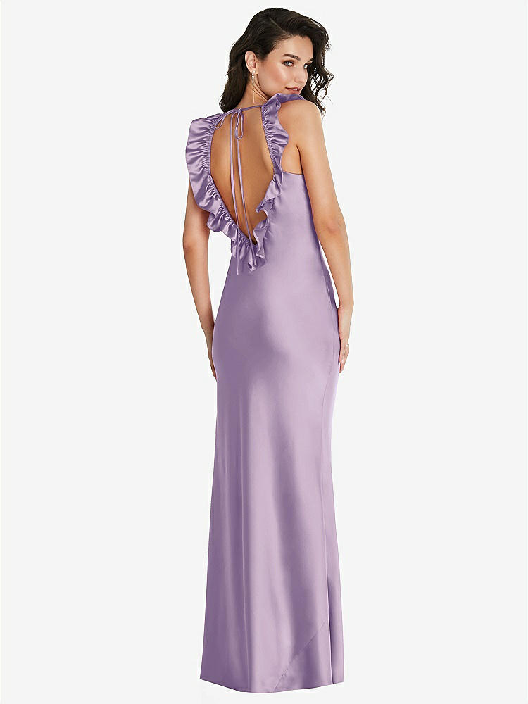 【NEW】【STYLE: 8219】フリル トリミング オープンバック マキシ スリップ ドレス【COLOR: Pale Purple】【SIZE: 00-30W】