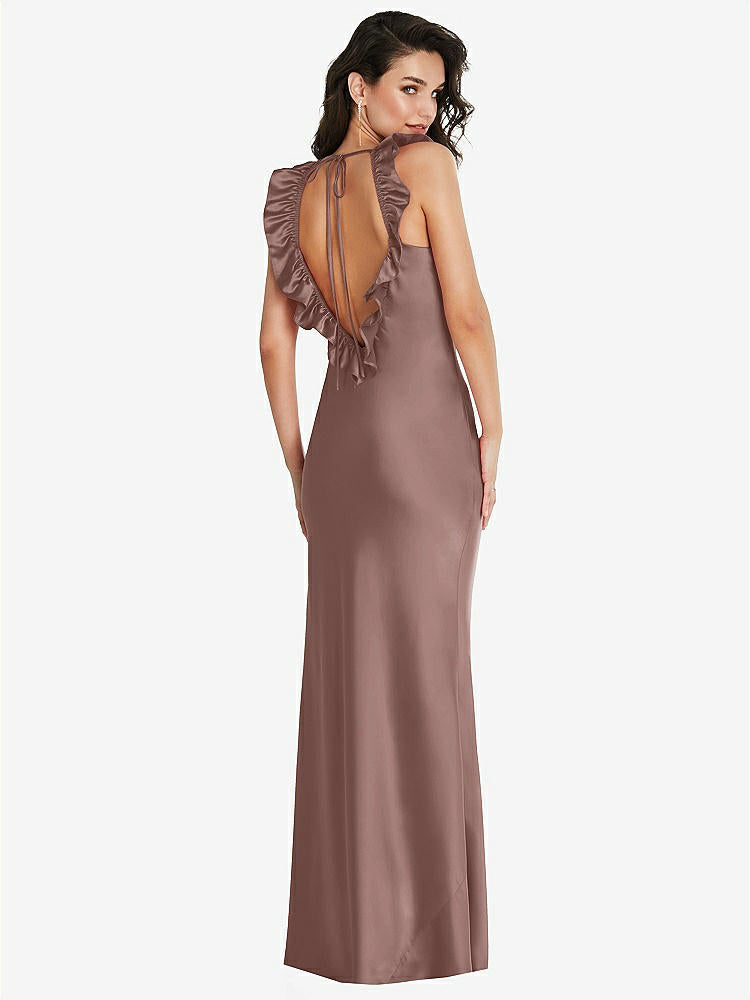【NEW】【STYLE: 8219】フリル トリミング オープンバック マキシ スリップ ドレス【COLOR: Sienna】【SIZE: 00-30W】