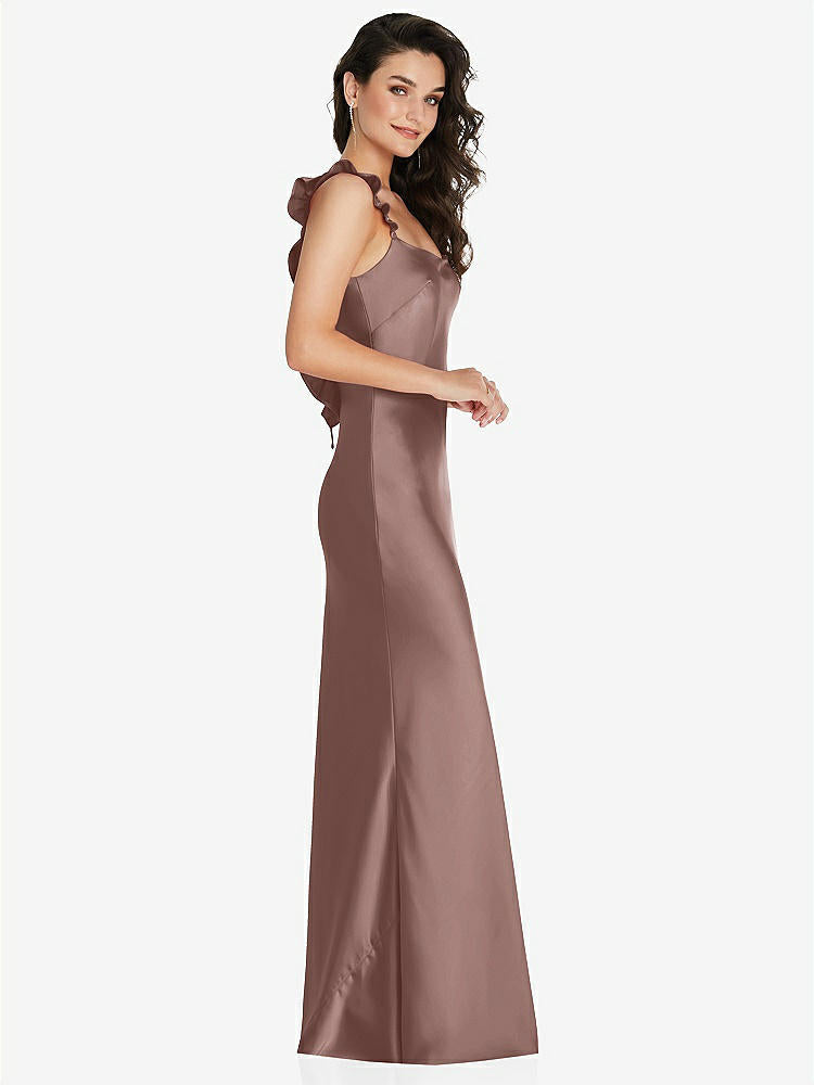 【NEW】【STYLE: 8219】フリル トリミング オープンバック マキシ スリップ ドレス【COLOR: Sienna】【SIZE: 00-30W】