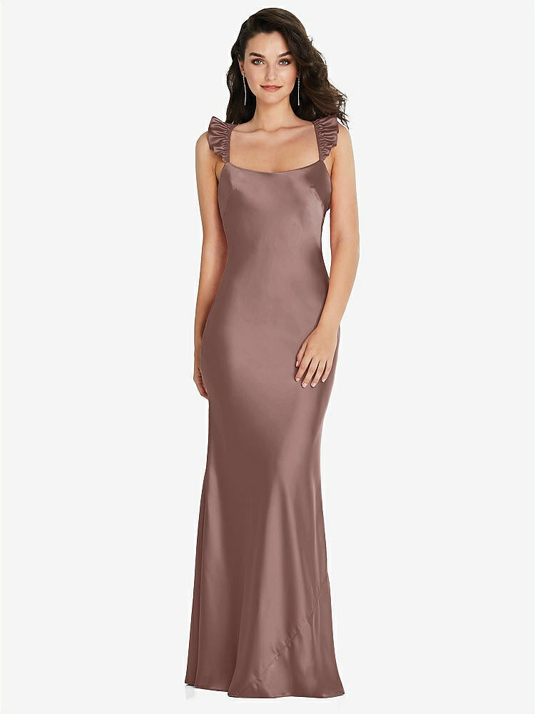 【STYLE: 8219】Ruffle Trimmed Open-Back Maxi Slip Dress【COLOR: Sienna】