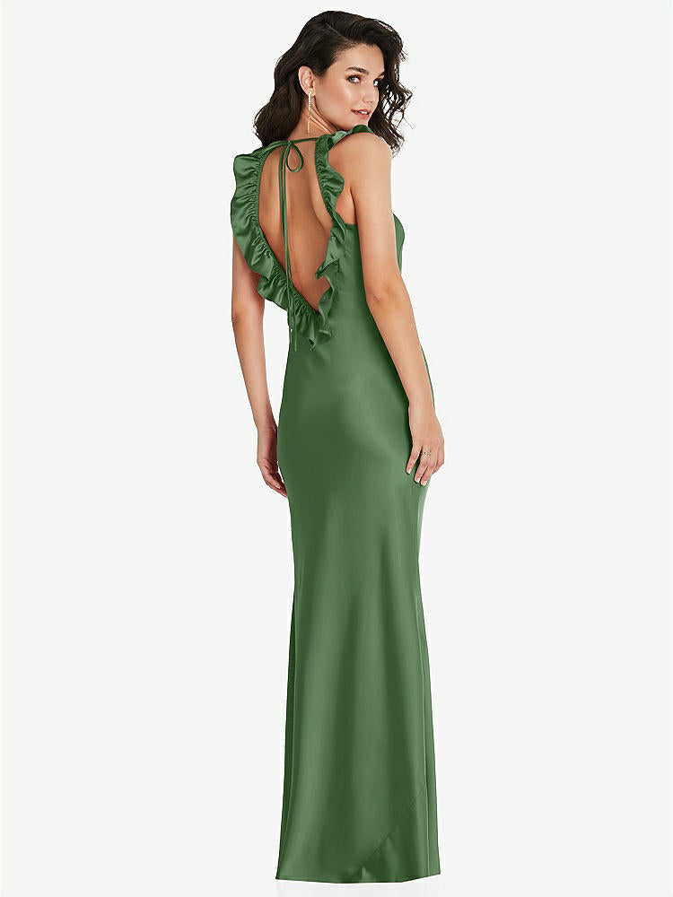 【NEW】【STYLE: 8219】フリル トリミング オープンバック マキシ スリップ ドレス【COLOR: Vineyard Green】【SIZE: 00-30W】