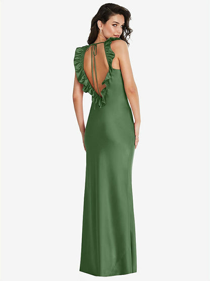 【NEW】【STYLE: 8219】フリル トリミング オープンバック マキシ スリップ ドレス【COLOR: Vineyard Green】【SIZE: 00-30W】
