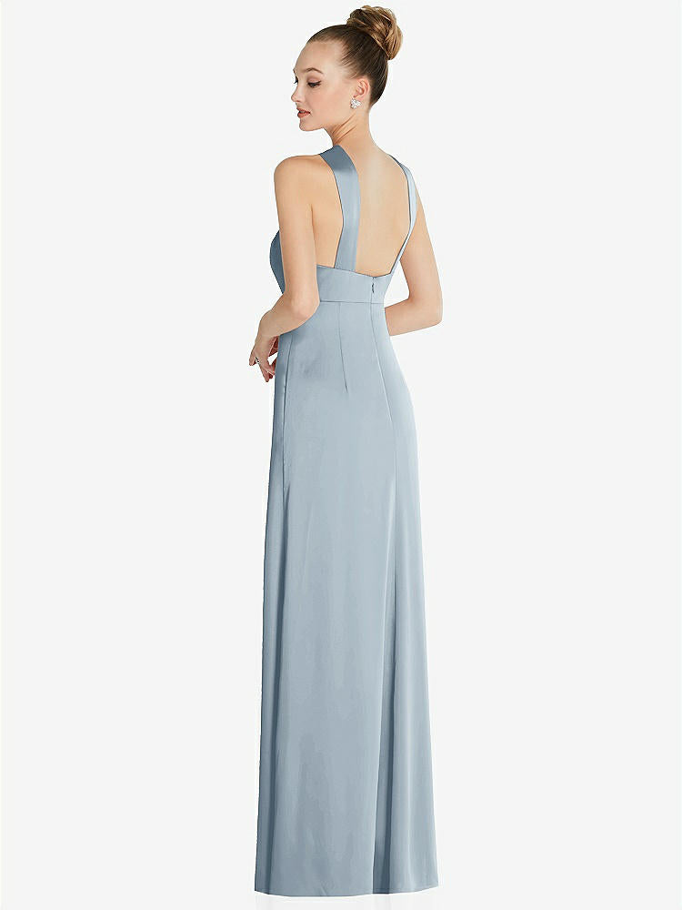 【NEW】【STYLE: 6855】ドレープ ひねり ホルター ローバック サテン 帝国 ドレス【COLOR: Mist】【SIZE: 00-30W】