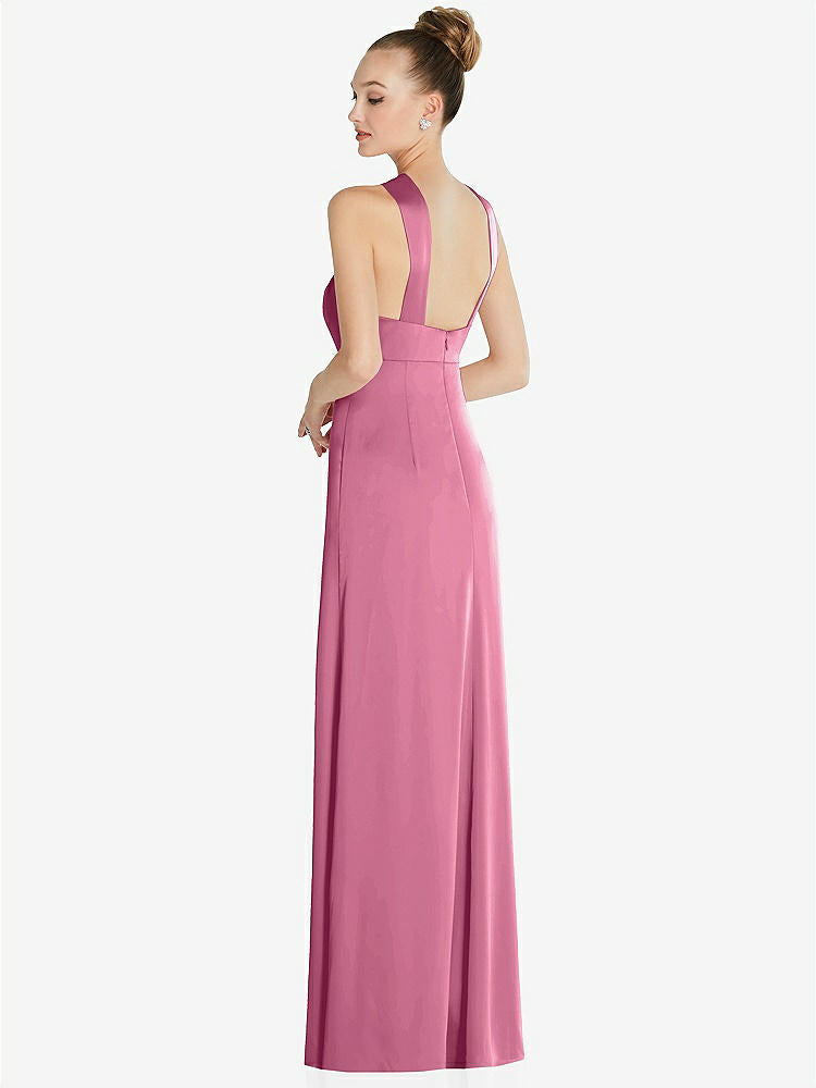 【NEW】【STYLE: 6855】ドレープ ひねり ホルター ローバック サテン 帝国 ドレス【COLOR: Orchid Pink】【SIZE: 00-30W】