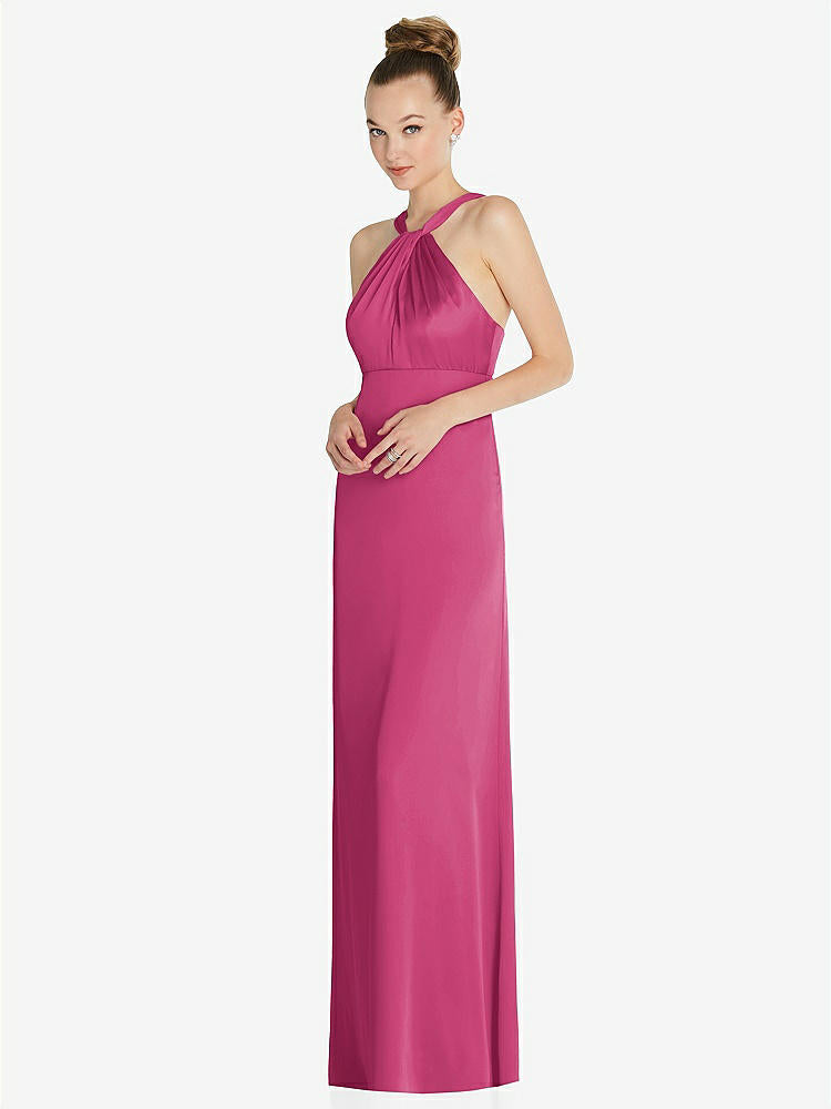 【NEW】【STYLE: 6855】ドレープ ひねり ホルター ローバック サテン 帝国 ドレス【COLOR: Tea Rose】【SIZE: 00-30W】