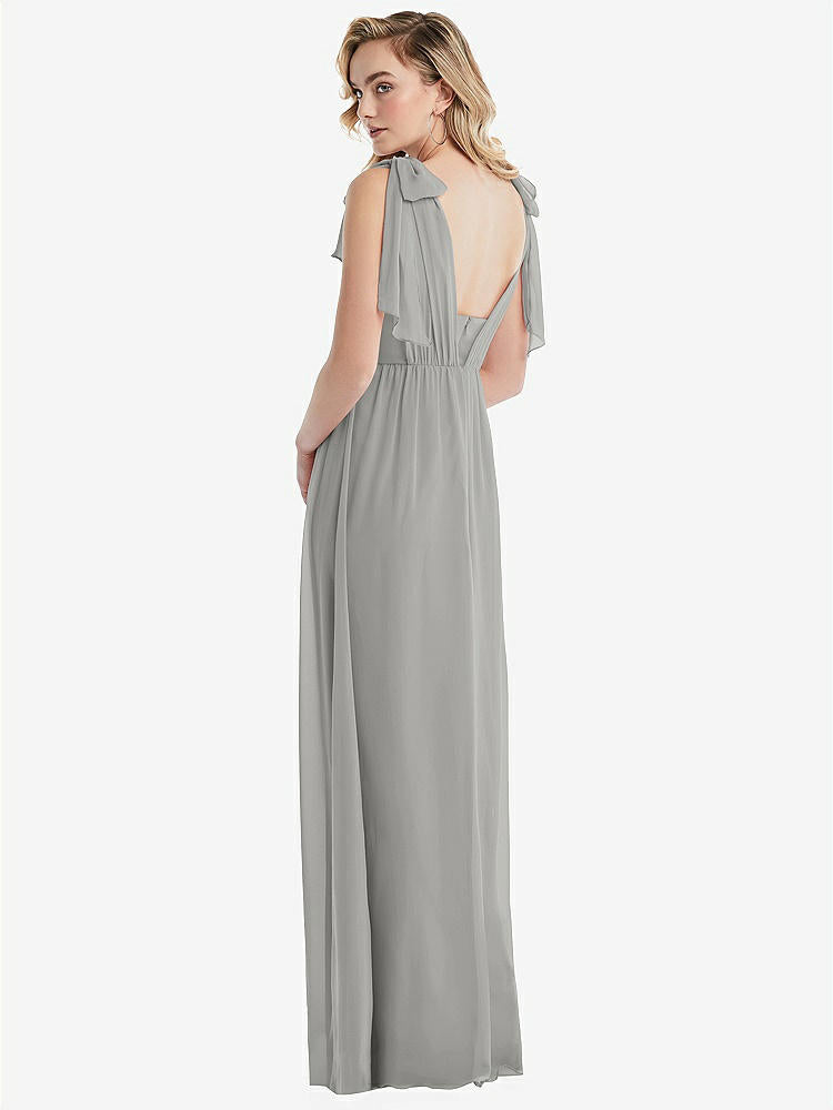 【STYLE: TH095】Empire Waist Shirred Skirt Convertible Sash Tie Maxi Dress【COLOR: Chelsea Gray】