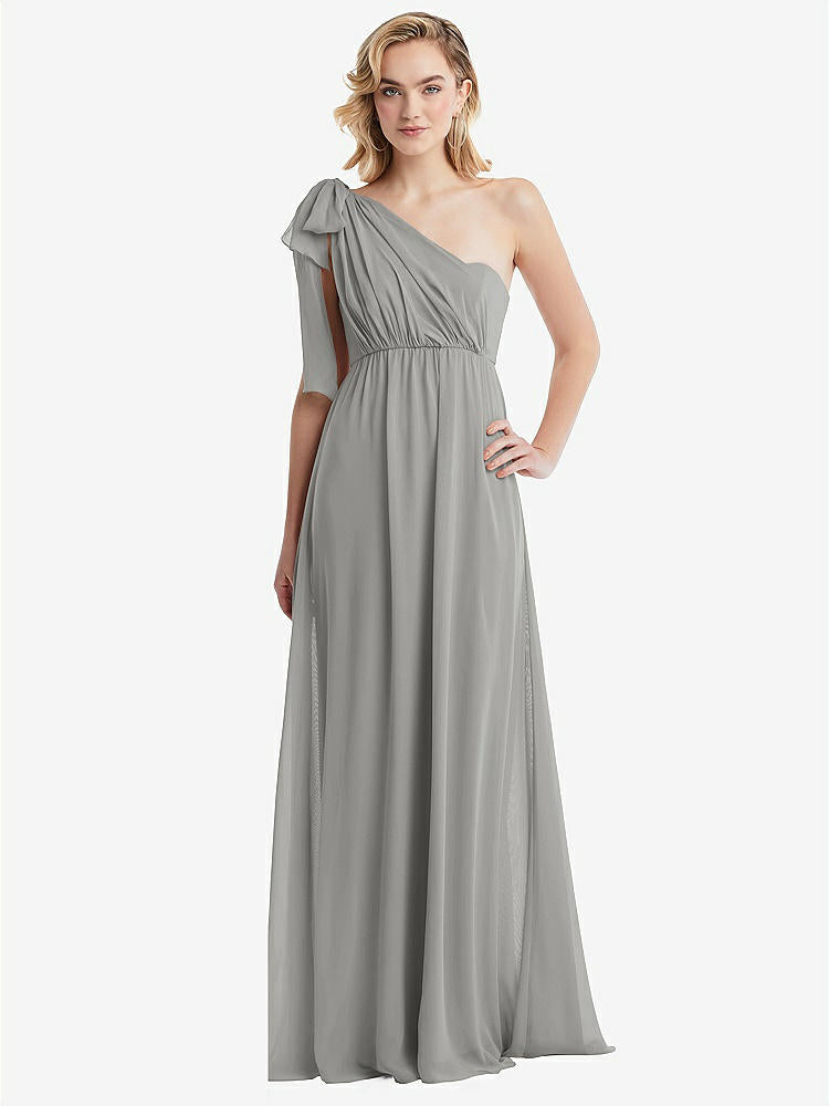 【STYLE: TH095】Empire Waist Shirred Skirt Convertible Sash Tie Maxi Dress【COLOR: Chelsea Gray】