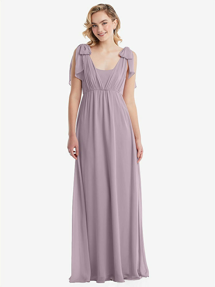 【STYLE: TH095】Empire Waist Shirred Skirt Convertible Sash Tie Maxi Dress【COLOR: Lilac Dusk】