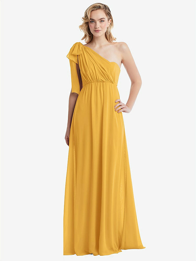 【STYLE: TH095】Empire Waist Shirred Skirt Convertible Sash Tie Maxi Dress【COLOR: NYC Yellow】