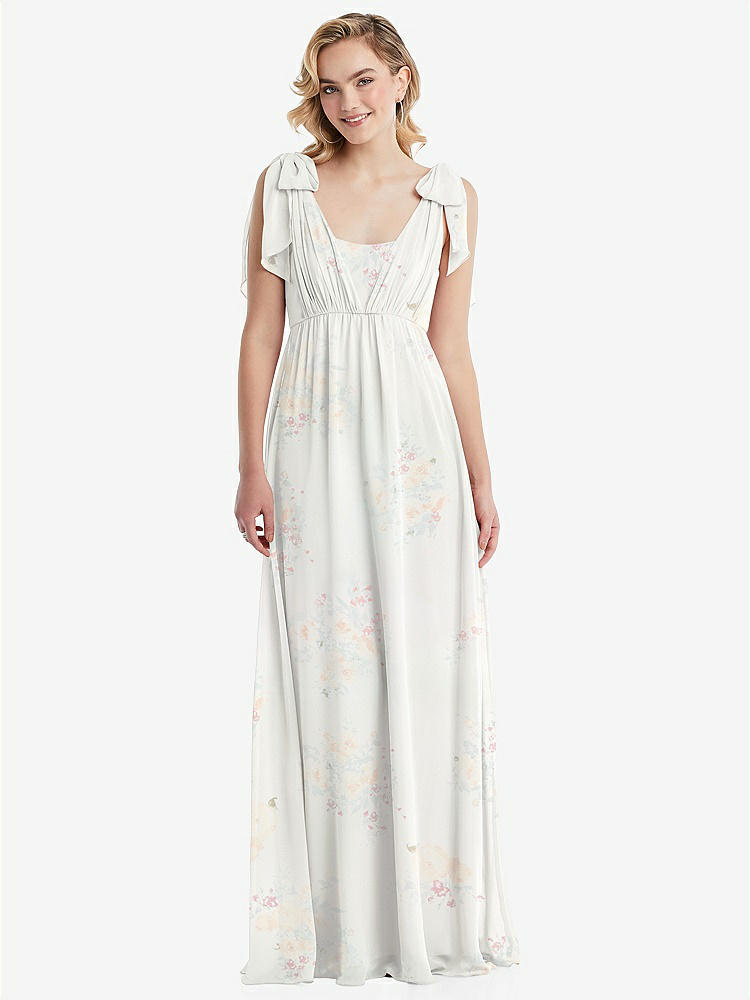 【NEW】【STYLE: TH095】エンパイア ウエスト シャイレッド スカート コンバーチブル サッシ ネクタイ マキシ ドレス【COLOR: Spring Fling】【SIZE: 00-30W】