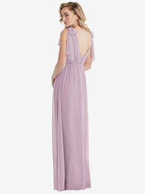 【STYLE: TH095】Empire Waist Shirred Skirt Convertible Sash Tie Maxi Dress【COLOR: Suede Rose】