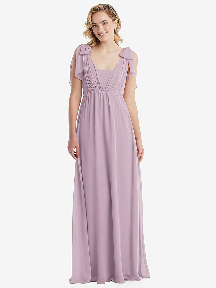 【NEW】【STYLE: TH095】エンパイア ウエスト シャイレッド スカート コンバーチブル サッシ ネクタイ マキシ ドレス【COLOR: Suede Rose】【SIZE: 00-30W】