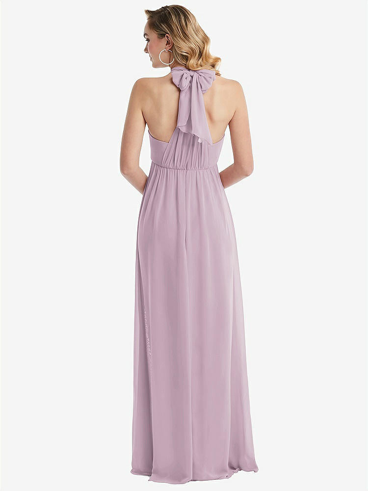 【NEW】【STYLE: TH095】エンパイア ウエスト シャイレッド スカート コンバーチブル サッシ ネクタイ マキシ ドレス【COLOR: Suede Rose】【SIZE: 00-30W】