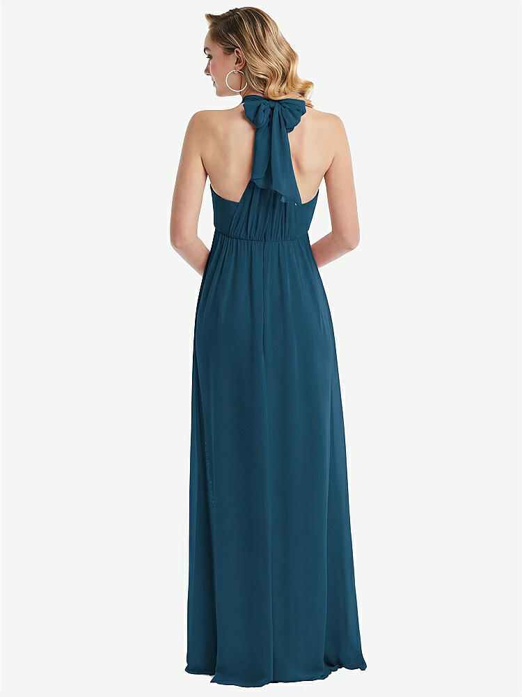 【NEW】【STYLE: TH095】エンパイア ウエスト シャイレッド スカート コンバーチブル サッシ ネクタイ マキシ ドレス【COLOR: Atlantic Blue】【SIZE: 00-30W】