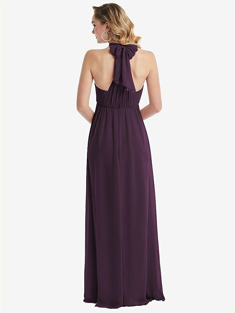 【NEW】【STYLE: TH095】エンパイア ウエスト シャイレッド スカート コンバーチブル サッシ ネクタイ マキシ ドレス【COLOR: Aubergine】【SIZE: 00-30W】