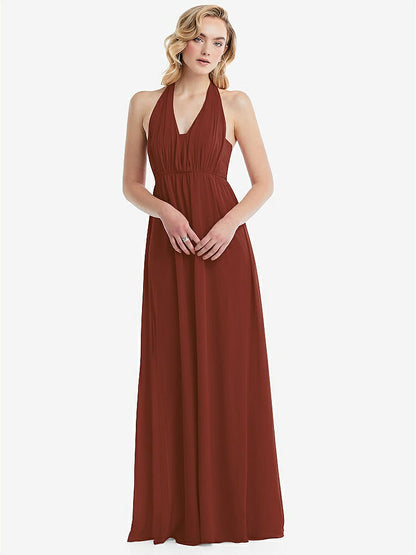 【NEW】【STYLE: TH095】エンパイア ウエスト シャイレッド スカート コンバーチブル サッシ ネクタイ マキシ ドレス【COLOR: Auburn Moon】【SIZE: 00-30W】