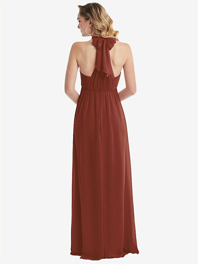 【STYLE: TH095】Empire Waist Shirred Skirt Convertible Sash Tie Maxi Dress【COLOR: Auburn Moon】