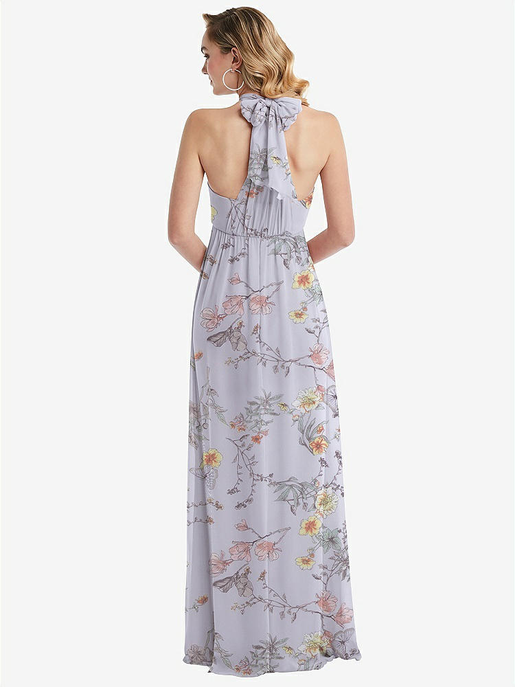 【STYLE: TH095】Empire Waist Shirred Skirt Convertible Sash Tie Maxi Dress【COLOR: Butterfly Botanica Silver Dove】